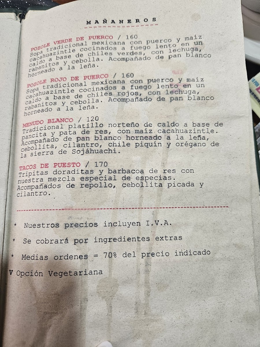 Rancho Viejo Menu - Image 1